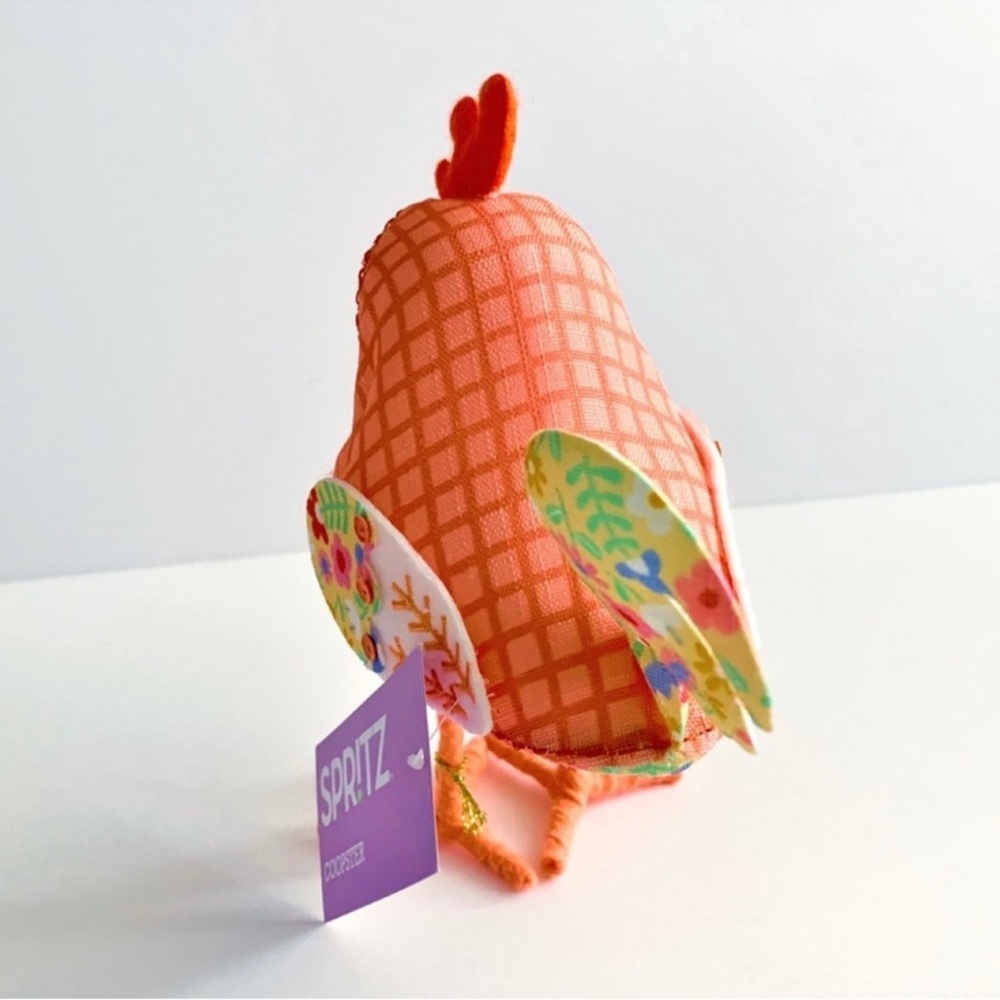 NWT Spritz Coopster Easter Rooster Chicken Decor Orange Floral Bird Cottagecore - Picture 2 of 6